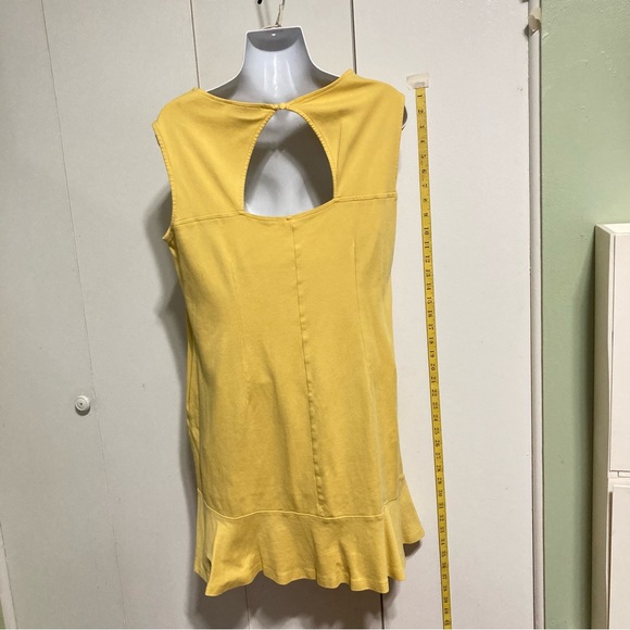 NEW YORK and COMPANY Mustard Yellow Mini Ruffled Sleeveless Cotton Sundress LRG - Picture 6 of 14